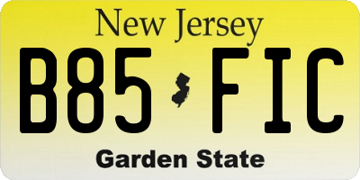 NJ license plate B85FIC
