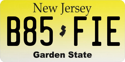 NJ license plate B85FIE