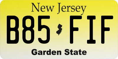 NJ license plate B85FIF