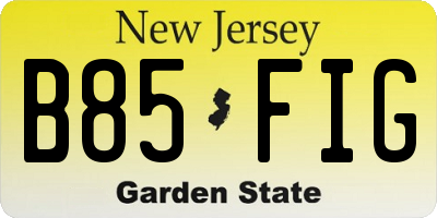 NJ license plate B85FIG
