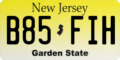 NJ license plate B85FIH