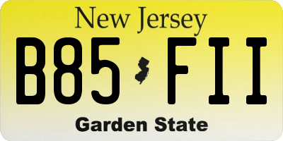 NJ license plate B85FII