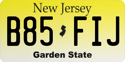 NJ license plate B85FIJ