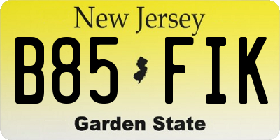 NJ license plate B85FIK