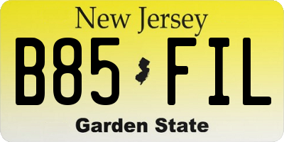 NJ license plate B85FIL