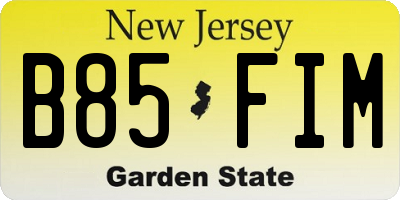 NJ license plate B85FIM