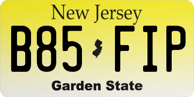 NJ license plate B85FIP
