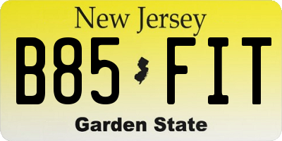 NJ license plate B85FIT