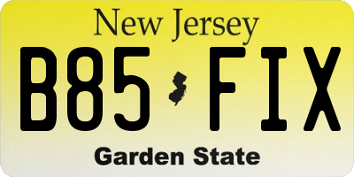 NJ license plate B85FIX
