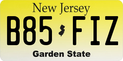 NJ license plate B85FIZ