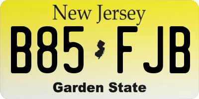 NJ license plate B85FJB