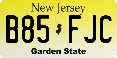 NJ license plate B85FJC
