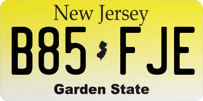 NJ license plate B85FJE