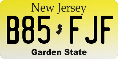 NJ license plate B85FJF