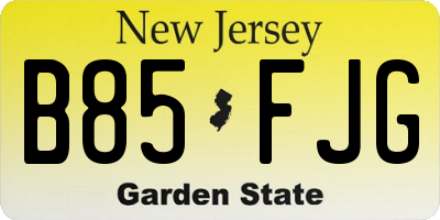 NJ license plate B85FJG