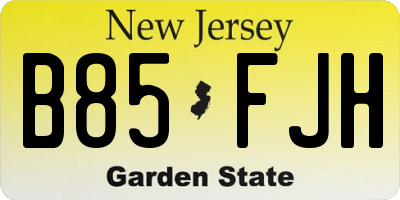 NJ license plate B85FJH