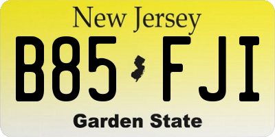 NJ license plate B85FJI