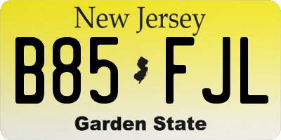 NJ license plate B85FJL