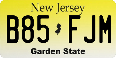 NJ license plate B85FJM