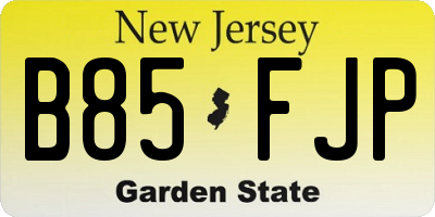 NJ license plate B85FJP