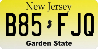 NJ license plate B85FJQ