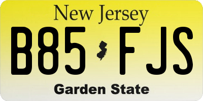 NJ license plate B85FJS