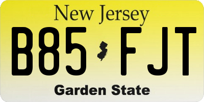NJ license plate B85FJT
