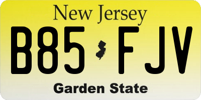 NJ license plate B85FJV