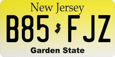 NJ license plate B85FJZ