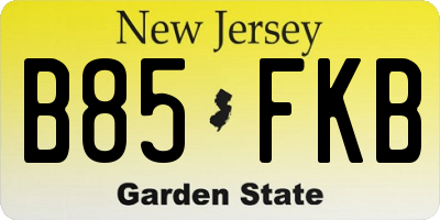 NJ license plate B85FKB