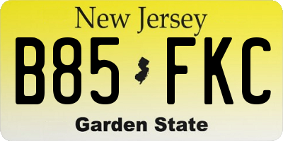 NJ license plate B85FKC
