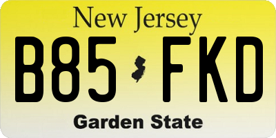 NJ license plate B85FKD