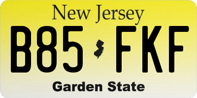 NJ license plate B85FKF