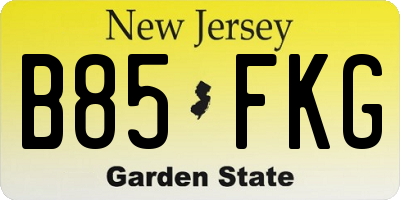 NJ license plate B85FKG