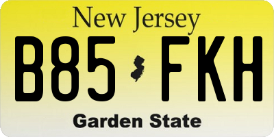 NJ license plate B85FKH