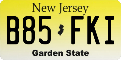 NJ license plate B85FKI