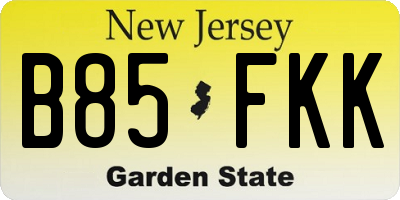 NJ license plate B85FKK