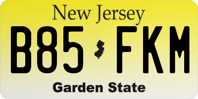 NJ license plate B85FKM