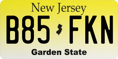 NJ license plate B85FKN