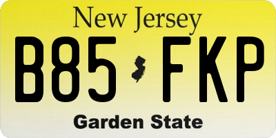 NJ license plate B85FKP