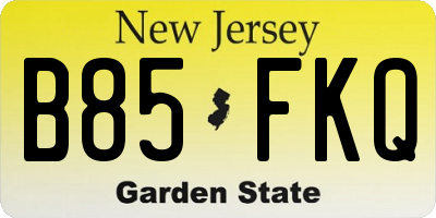 NJ license plate B85FKQ