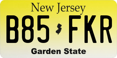 NJ license plate B85FKR