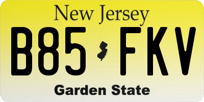 NJ license plate B85FKV