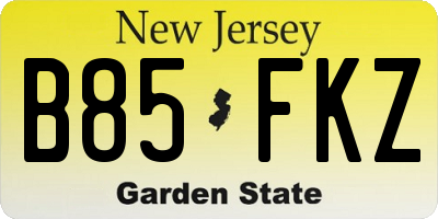 NJ license plate B85FKZ