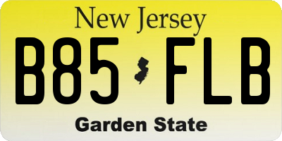 NJ license plate B85FLB
