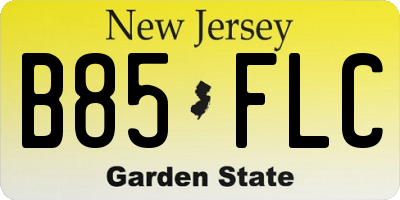 NJ license plate B85FLC