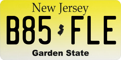 NJ license plate B85FLE