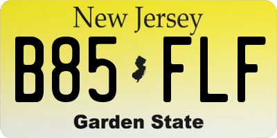 NJ license plate B85FLF