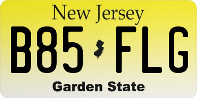 NJ license plate B85FLG
