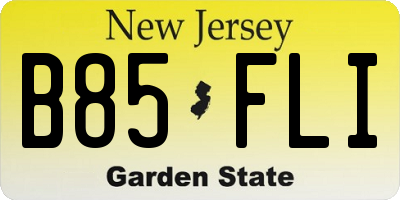 NJ license plate B85FLI